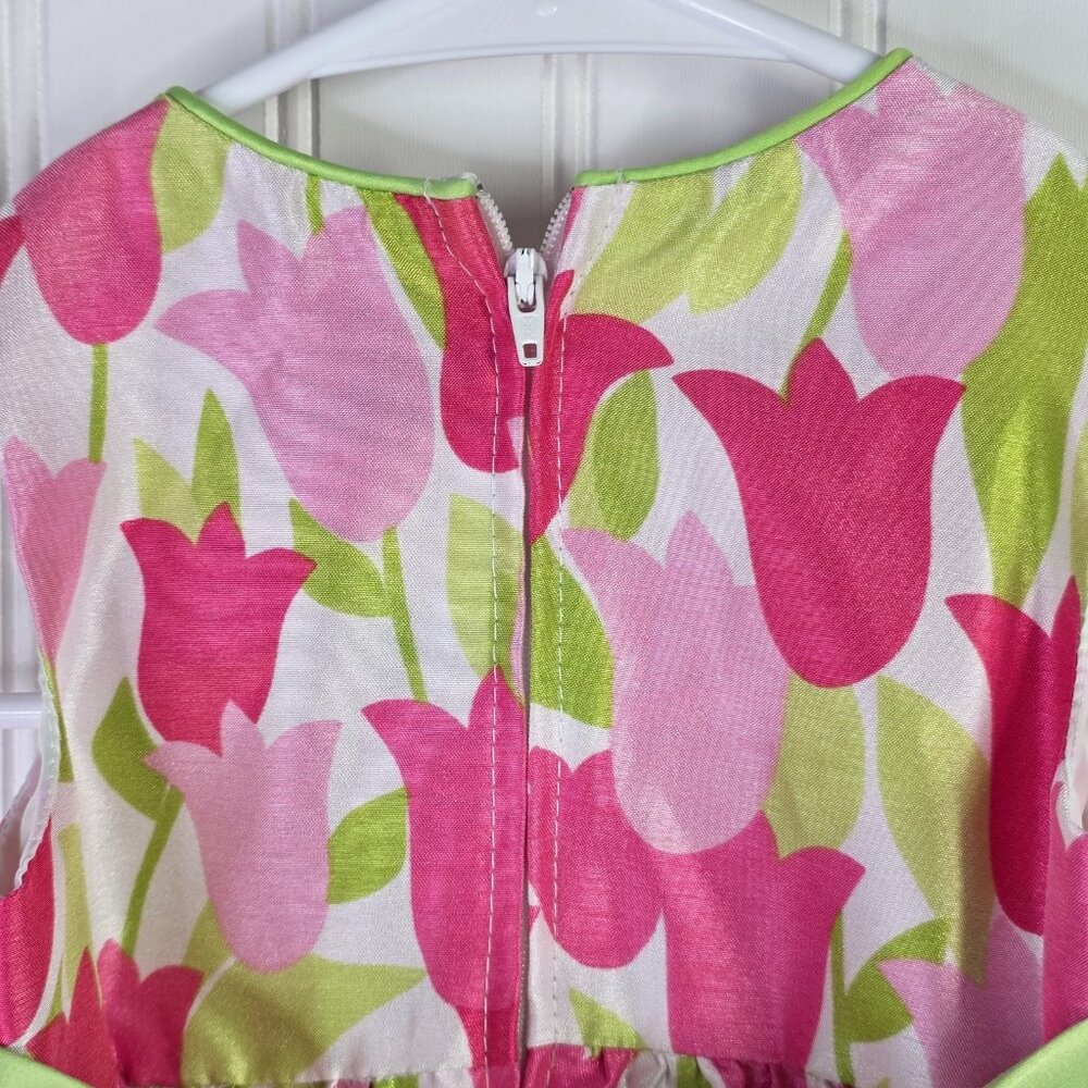 Rare Editions Dress Girls 18M Pink Tulip Floral Fit & Flare Party Spring Easter - Picture 9 of 11